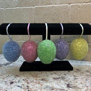 Lot of 5 Egg Ornaments - multi color